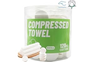 icepac Compressed Towels, Camping, Disposable Face Compressed Towels, Magic Towel, Compressed Towel for Travel, Camping,Hiking (8x9in) (White 120)