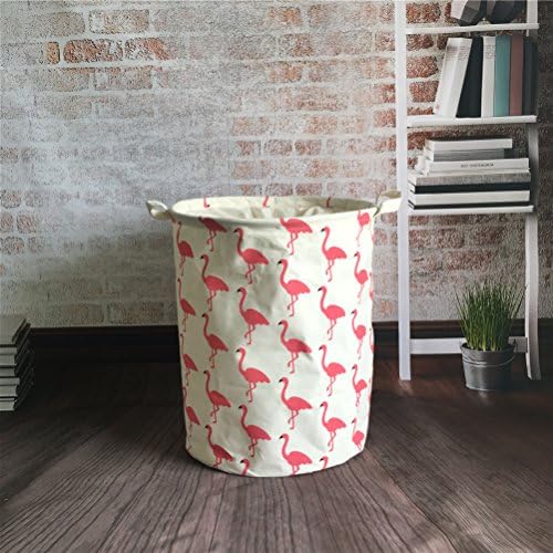 Inwagui Foldable Foldable Laundry Hamper Large Closet Storage Bin Bag Storage Basket Bucket 35 * 45cm-Flamingo A