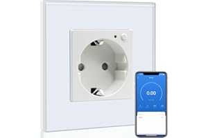 BSEED Enchufe Pared WiFi con monitor de consumo de energía, 16A Schuko Enchufe inteligente Compatible con Alexa y Google Home,Control de APP y Función de Temporizador, Blanco
