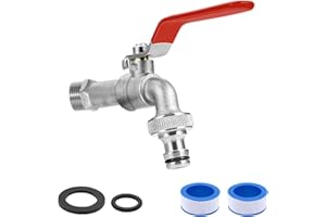 YCICHE 1/2 Zoll Wasserhahn Garten, Absperrhahn Tropffrei, Messing Kugelhahn Aussen Frostsicher Auslaufhahn, mit Rollendichtband und Schlauchanschlüsse, für Garten Waschmaschine Regentonne Wasserhahn