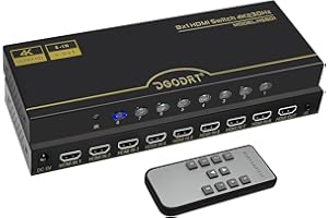 DGODRT 4K 30Hz HDMI Umschalter 8 in 1 Out,8 Port Automatisch HDMI Switcher Mit 5V-Netzkabel + IR-Infrarot-Empfänger,Umschaltung für Xbox,PS4,HDTV,TV Stick,Blu-Ray