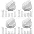 SPARES2GO Universal White Control Knobs for All Makes and Models of Oven Cooker & Hob (Pack of 4 + Adaptors)