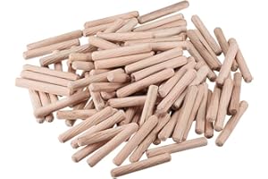 TERF® 200 Pcs Wooden Dowel Pins 6mm X 40mm Wood Dowels Solid Hard Wood Dried Fluted Beveled Hardwood Rods Furniture for Professional Carpenters DIY and Craft Projects