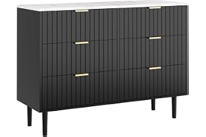UEV Byrå, halvbyrå med 6 lådor, marmorerad takfärg, förvaringslåda för vardagsrum/sovrum 100 x 34 x 73 cm, buffé för vardagsrum