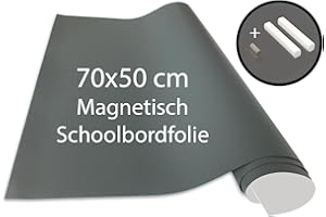 ‎CUADROS LIFESTYLE Cuadros Lifestyle Tafelfolie 70x50 cm | Magnetische und Selbstklebende Vinyl- Kreidefolie | Magnettafel | Magnetfolie | inkl. Kreide + Neodym-Magnete | Grau