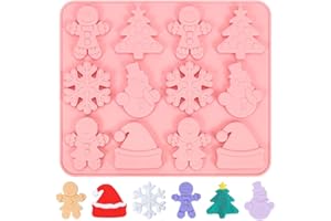 O-KINEE Moule Gateau Silicone de Noel, Moules à Pâtisserie, Sapin de Noël, Flocon de Neige, Bonnet de Noël, Biscuit, Moule Silicone pour Chocolat Pudding Jello Muffins