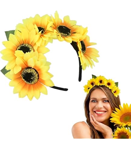 DGUSO Fascia per Capelli Girasole 1 Pezzo Accessori per Capelli Girasole Fascia per Capelli Girasole per Donna Oggetti di Scena per Fotografia Decorazione per Feste in Maschera (Giallo