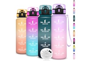 GRSTA Gourde 1l, Gourde Sport, Bouteille Anti-Fuite, Facile à Transporter, Bouteille Motivation avec Slogan de Motivation, Facile à Nettoyer, pour Bureau, Voyage, Camping, Voyage, Sport, Running, Adulte