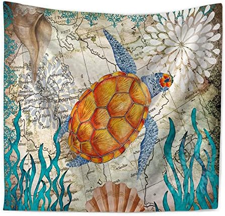 Yakey Tapestry Wall Hanging Ocean Beach Theme Bohemia Wall Tapestry Wall Art Home Decoration Wall Blanket for Living Room/Bedroom,Sea Turtle-60"x80"