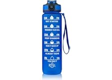 Shopnic Water Bottle with Time Marker and Straw 32oz - BPA Free Tritan Leak-proof Gym Bottle with Safety Lock for Fitness, Ou