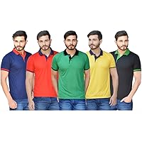 MASCOT Set of 5 Polo Neck T-Shirts for Men by Rv Creations