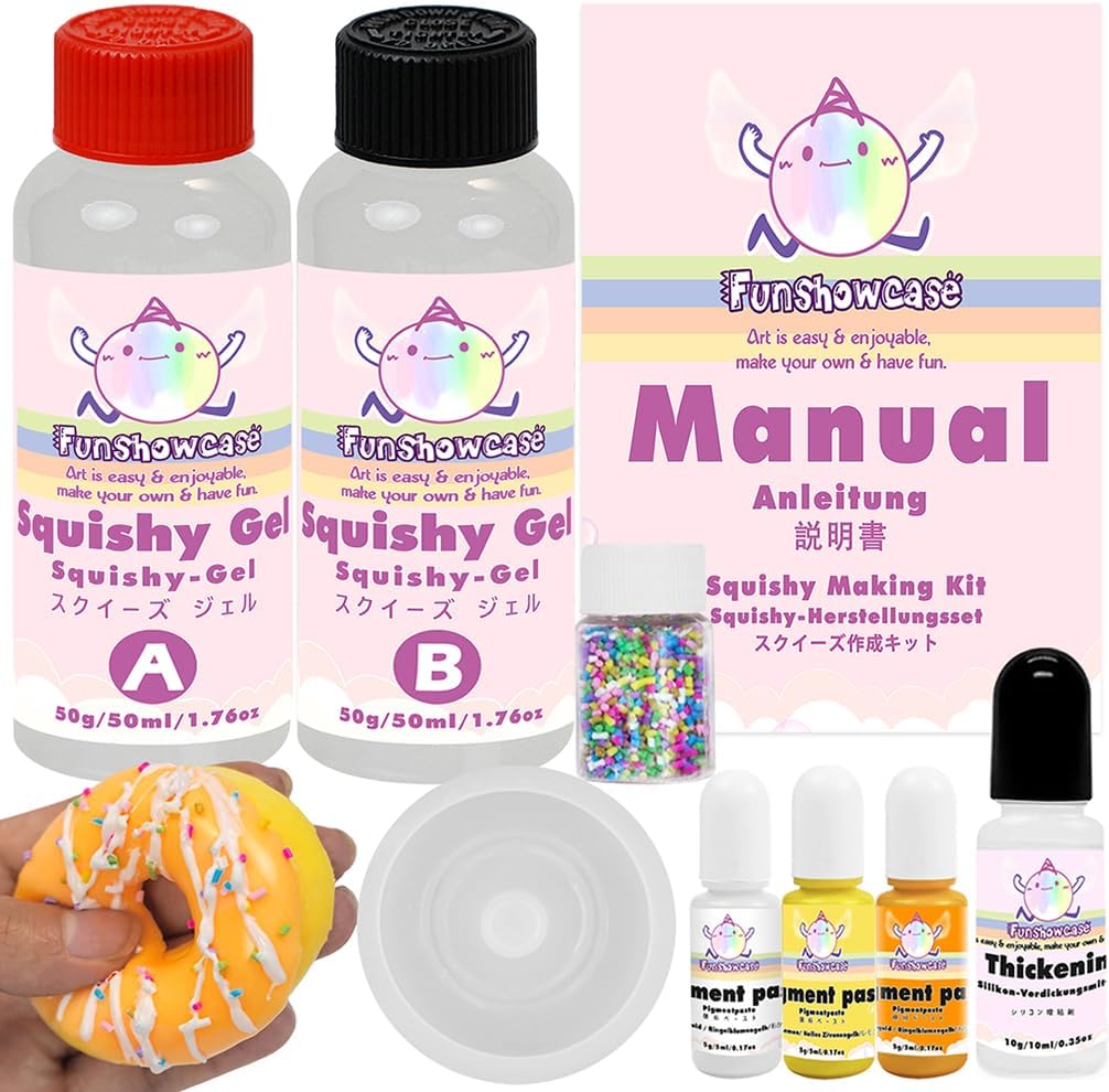 Taba Squishy Maker Kit Gel + Donut Molde de silicona + pigmento + chispas