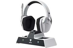 NUBWO G06 Pro Wireless Gaming Headset with Charging Station for Headset & PS5 Controller, 17ms Low Latency, 120H Battery Life, Dynamic 50mm Drivers-White (Only Compatible with PS5)