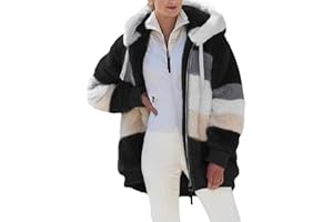 FULIDNGZG Giacca Invernale Donna Taglie Forti S-5XL con Cappuccio Teddy Bear Felpa in Pile 2023 Caldo Autunnale Invernale Cappotti Elegante Media Lunga Giacca con Zip Montagna Cappotto Outdoor