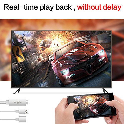 Lightning to HDMI Adapter Kabel ISWEES Lightning Digital AV auf HDMI 1080P HDTV Adapter Schnur Kabel für iPhone 7 7 plus 6s 6s plus 6 6 plus 5 5c 5s SE, iPad Air / Mini / Pro (Plug & Play),Samsung S6 S5 S4 S3 S6 Edge Note 3/4/5/6 – Weißer (Kein Samsung S7 oder S7 Edge) - 6