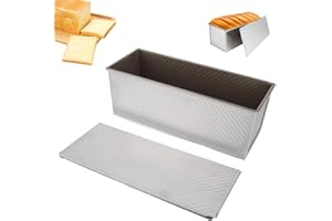 EVDZNA Lot de moules à pain grillés, avec couvercle, 34 x 13,5 x 12 cm, anti-adhésif, porte coulissante, pour toast, pain, argent