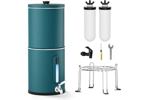 Joypur 8,5 L Système de filtration d'eau par gravité de avec indicateur de niveau d'eau Filtre à eau par gravité avec filtre céramique Purificateur d'eau avec certification NSF/ANSI 42&372, Vert