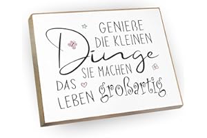 wood and color - Kühlschrankmagnet mit Spruch | Handmade aus Buchenholz als tolle Geschenkidee | (Genieße die kleinen Dinge.), 6,5 x 5 cm