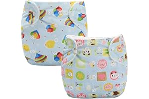 DEBAIJIA Cubierta de Pañales de Tela Para Bebés Lindo Casual Reutilizable Impermeable Transpirable Ajustable Lavable Pañal Diario Adecuado para 0-36 Meses Niño Niña Sin Inserto 2 / PCS