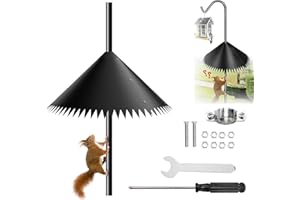 XZSKD Squirrel Baffle for Bird Feeder Pole, 7.1in x 14in Black Squirrel Proof Bird Feeders Protection, Rat Proof Bird Feeder Guard, Universal Fit for Outdoor Bird Feeding Stations