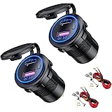 Thlevel Auto PD USB C Ladegerät Steckdose KFZ 36W QC3.0 USB PD Type C mit Switch für 12V/24V Fahrzeuge Boot Motorrad SUV Bus