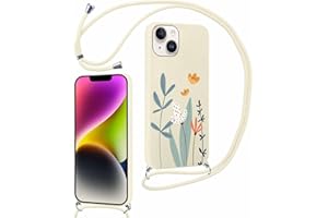 Yoedge Handykette Handyhülle für iPhone 14 / iPhone 13 Hülle mit Band Kette 6,1", Necklace Schutzhülle mit Kordel zum Umhängen TPU Stoßfest Silikon Case mit Aesthetic Muster für iPhone 13, Floret