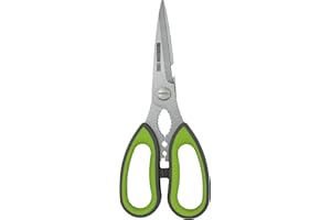 Rockingham Forge Sharp Kitchen Scissors with Nut Cracker and Bottle Opener, Rust Resistant Stainless Steel Blades, 9 CM, Green and Grey