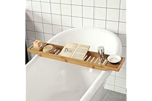 MantraRaj Luxury Natural Bamboo Bath Tub Rack Storage Organizer Shelf Bridge Bathtub Tray Bath Caddy for a Home Spa Experience Fits Most Bath Sizes