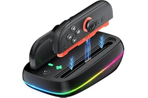 LVFAN Charging Dock for Nintendo Switch 2 Joy Con, Charger Station with 9 RGB Light Mode & LED Indicator, Fast Charging Stand for Switch 2 JoyCon Controller