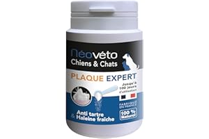 NÉOVÉTO NEOVETO - Plaque Expert - 60G - Anti tartre, Mauvaise haleine - Soin Dentaire Naturel pour Chien & Chat - Jusqu'à 100 Jours de Cure - Fabriqué en France