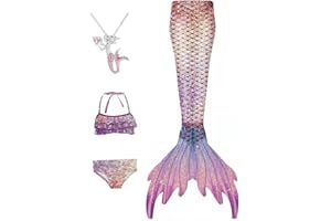 GCDTREE Mermaid Tail for Swimming for Girls，Little Kids Swim Costume Princess Bikini Bathing Suit Set