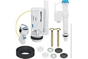POKEAIR Toilet Flush System Replacement, Toilet Cistern Flush Parts, Water Closet Flush Valve, Toilet Syphon Replacement Kit with Button Screw Sealing Ring, 6 PCS Vintage Tank Accessories Side Inlet Valve
