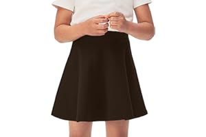 Pretty Fashion Girls Skater Skirt Kids High Waisted Stretchy Plain Flared Skirt for Girls Flippy Full Circle Skirt for School Ages 5-13 Years