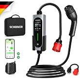 SCHONER&reg; 22KW Taşınabilir Elektrikli Ara&ccedil; Şarj İstasyonu Wi-Fi/Bluetooth Smart 5 Metre Tip2 Kablolu Trifaz/Monofaz 32A 22kW/1
