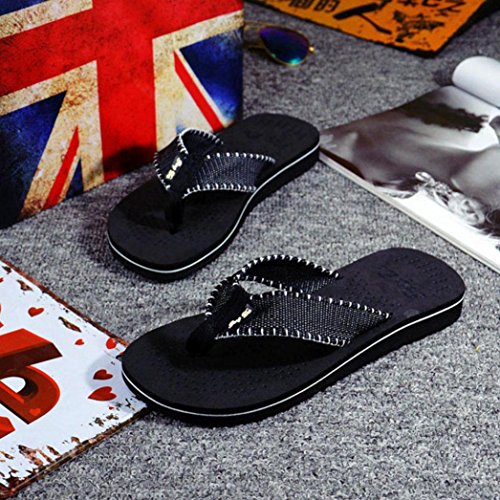 Herren Sommer Flip Flops Xinan Streifen Schuhe Sandalen Slipper (44, Schwarz) - 3