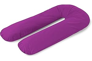 A ATH COLLECTION Funda de almohada de embarazo de 9 pies, 12 pies, en forma de U, con cremallera, lactancia, soporte y almohada de maternidad para mujeres embarazadas solo (9 pies, fucsia)