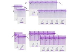 Geila 24pcs Sachet Empty Bags Purple Drawstring Gauze Cotton-ramie Sacks for Lavender, Spice and Herbs