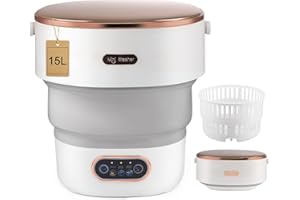 HIUYRFS Mini machine à laver portable 15 L avec panier d'essorage pliable pour sous-vêtements, vêtements de bébé et petits vêtements, convient pour la maison, les appartements, les dortoirs et les