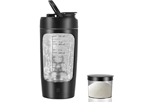 LIFEDYLUK Protéine Shaker Électrique avec boîte de stockage de poudre de protéines, 650 ml Mélangeur de Protéines, Portable Shaker Tasse pour boissons protéinées, sans BPA(noir)