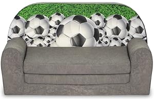 ‎FORTISLINE FORTISLINE Ausklappbares Kindersofa Mini Football 3 Abnehmbarer Bezug Spielsofa Kuschelsofa Übernachtungssofa