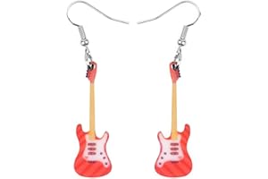 DOWAY Novelty Acrylic Rock Electric Beth Guitar Earrings Dangle Jewellry for Women Girls Fashion Party Decoration Gifts