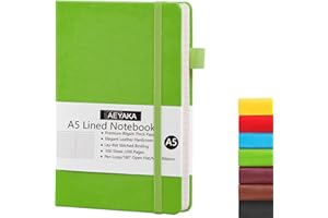 AEYAKA Taccuino A5 Righe Quaderno a Righe A5 Diario Copertina Rigida e Chiusura ad Elastico Portapenne Custodia in Pelle PU Carta Spessa 80 gsm, 15 x 21 cm