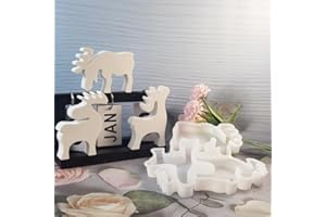 ‎WISIRENT Silikonform Weihnachten Elch WISIRENT, 3 Stück Weihnachten Elch Gießform Weihnachten, Weihnachten Silikonform Elch, Weihnachtskerze in Form Eines Elchs für Diy Weihnachten Kerze, Handwerk