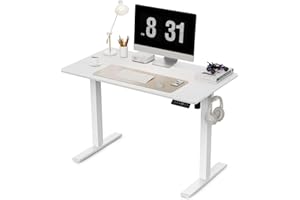 ‎WALKINGDESK WALKINGDESK Höhenverstellbarer Schreibtisch, Elektrisch 100 x 60 cm Computertisch, Steh-Sitz Tisch Höhenverstellbar mit 4 Memory Funktion, Standing Desk mit 2 Haken für Home Office, Weiß