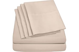 SWEET HOME COLLECTION Cal King Size Bettlaken, 6-teilig, 1500 Supreme Collection, fein gebürstete Mikrofaser, Tiefe Taschen, California-Kingsize-Bettlaken-Set, Bettwäsche – 2 zusätzliche Kissenbezüge, Beige