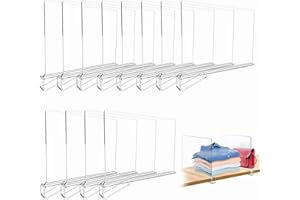 XMSZQU 16 Piezas Separadores de Bolsos para Armarios, Organizador Armario Acrílico Transparente Separador Estanteria,Organizador Armario Ropa, Organizador Transparente, para Dormitorio, Armarios