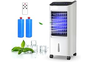 RELAX4LIFE Refroidisseur d'air Portable 3-en-1 avec Minuterie, 3 Mode de Vent, 65 W Ventilateur Mobile Roue universelle avec Réservoir d'Eau de 7L pour Bureau, Maison