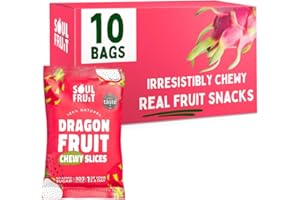 Soul Fruit - Dried Dragon Fruit – No Added Sugar – 100% Dried Fruit Snack - High in Fibre - Low Calorie Snacks - Lunchbox snacks – Gluten Free - Healthy Snacks for Adults & Kids 10 x 30g Packs