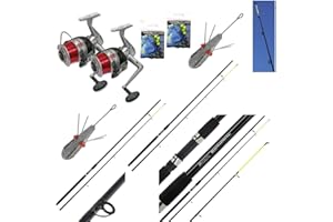 Lineaeffe SEA FISHING SET UP - 2 X 12FT BEACHCASTER RODS + 2 X SEA REELS + WEIGHTS + RIGS