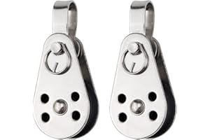 FERCAISH 2 Pcs Stainless Steel Nylon Pulley Silence Rotation Traction Wheel Marine Pulle Kayak Boat Accessories for Pulley System Lifting Gym Equipment Clothesline